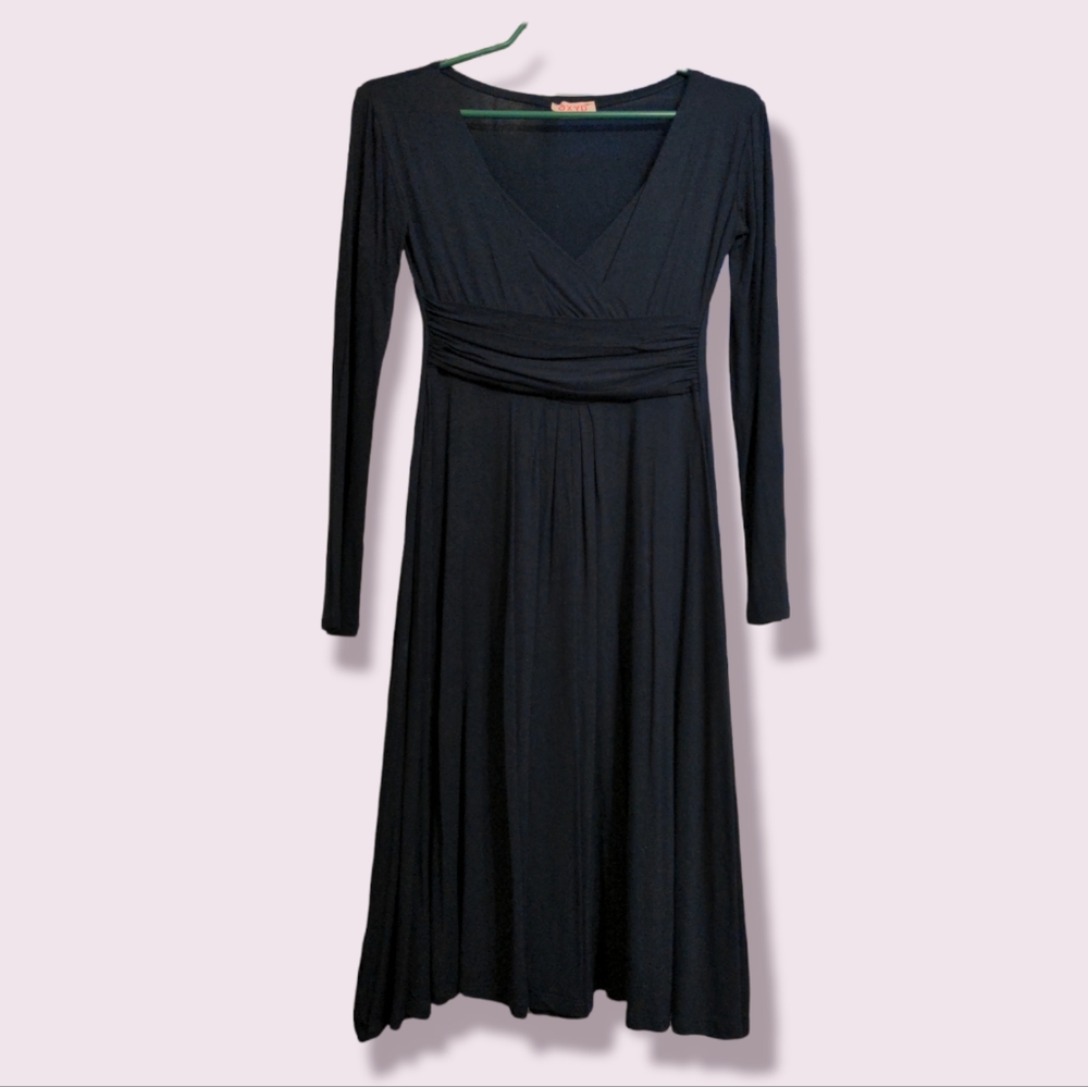 Maternity Long Sleeved Maternity Dress Navy Blue